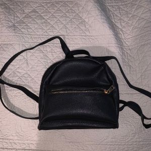 Mini Black Pleather Backpack